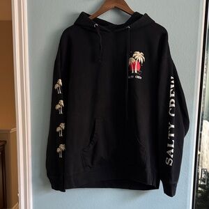 Salty Crew Black Hoodie with Palm Graphics